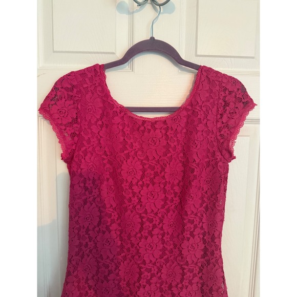 Laundry by Shelli Segal fuchsia Lace Sleeveless Dress Cocktail Party Evening - Picture 1 of 7